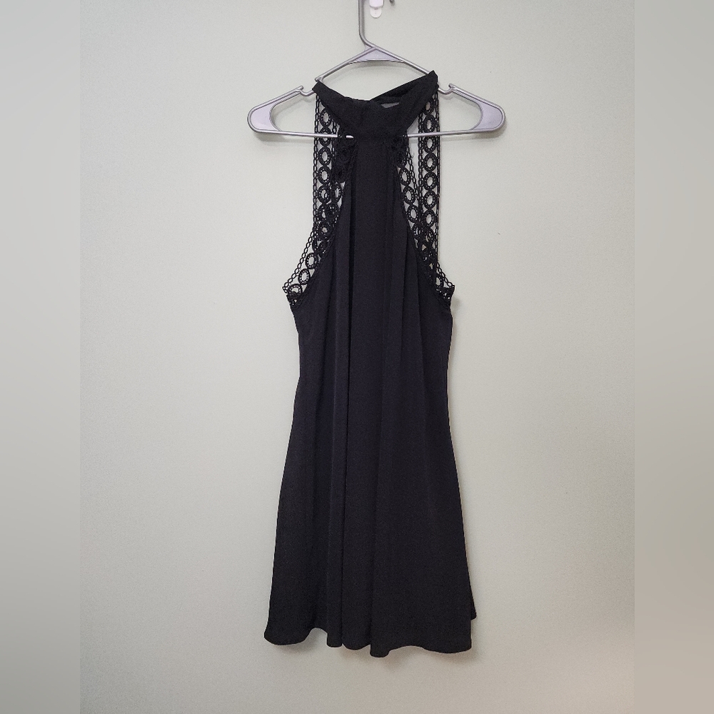 Lulus Black Any Sway, Shape, Or Form Lace Halter Dress Women's Sz Medium LD30812